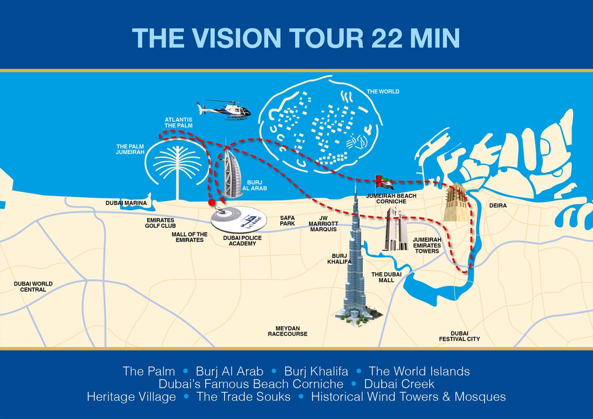 22 Mins Vision Helicopter Tour Dubai